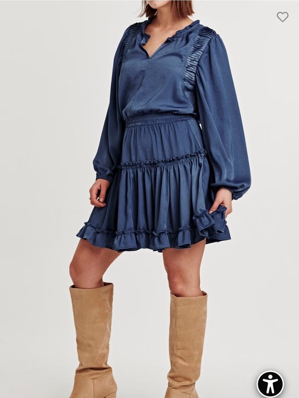 Dear John Navy Ruffle Tiered Lightweight Flowy Dress. Large
